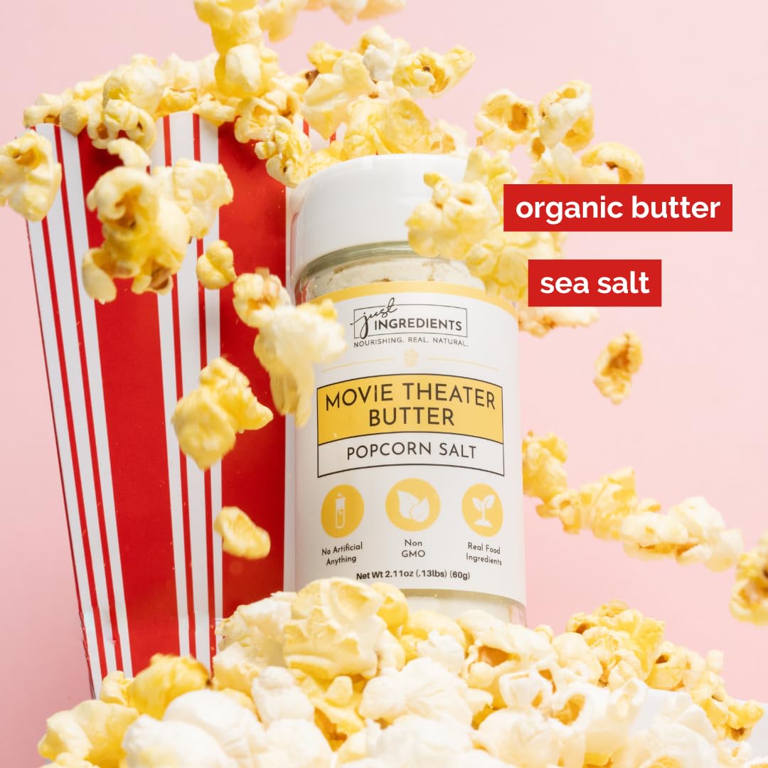Just Ingredients Popcorn Salts Variety Pack - Gluten Free, Cheddar & Parmesan Cheese, Garlic Seasoning - MSG Free Popcorn Seasoning for Microwave, Movie Nights & Snack Time