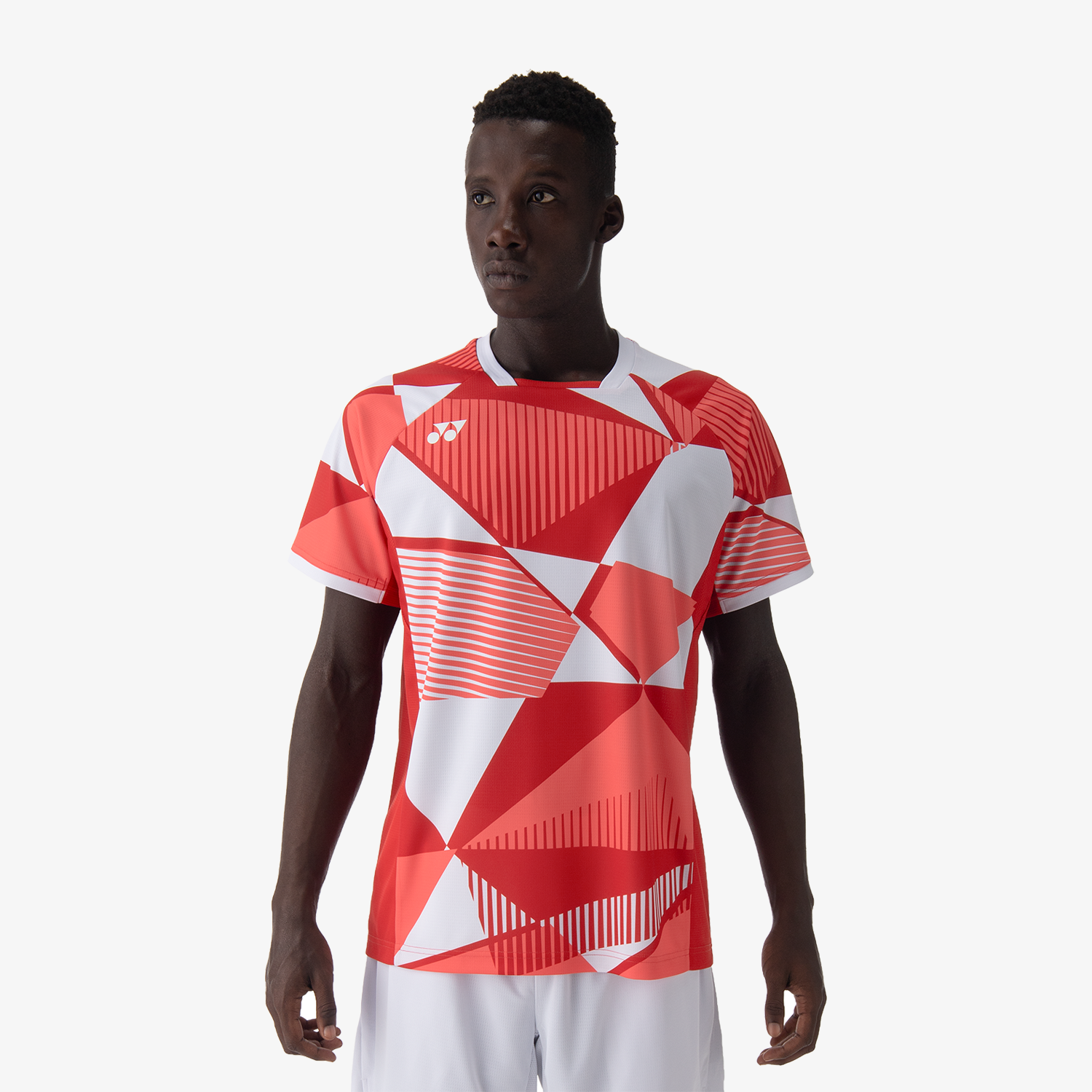 Yonex Men's Crew Neck Performance Tennis Shirt 10635 - Moisture Wicking, Breathable Fabric (Tango Red) - Perfect for Tennis, Badminton & Casual Wear