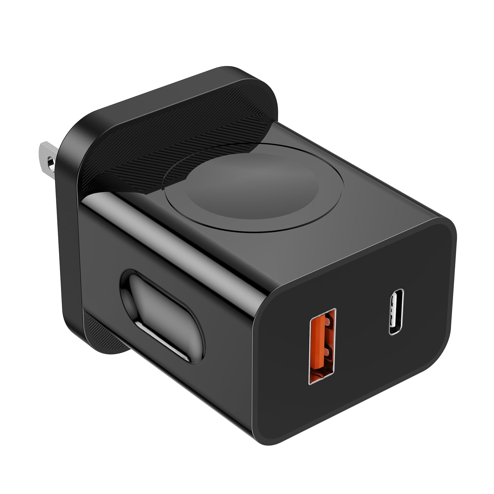 20W PD 3-in-1 Magnetic Wireless Charger for Apple Watch Series/iPhone/Tablet - Fast Portable Charging Station with Dual USB-C Ports & Wall Adapter - Perfect for Travel, Office & Nightstand Charging (Black)