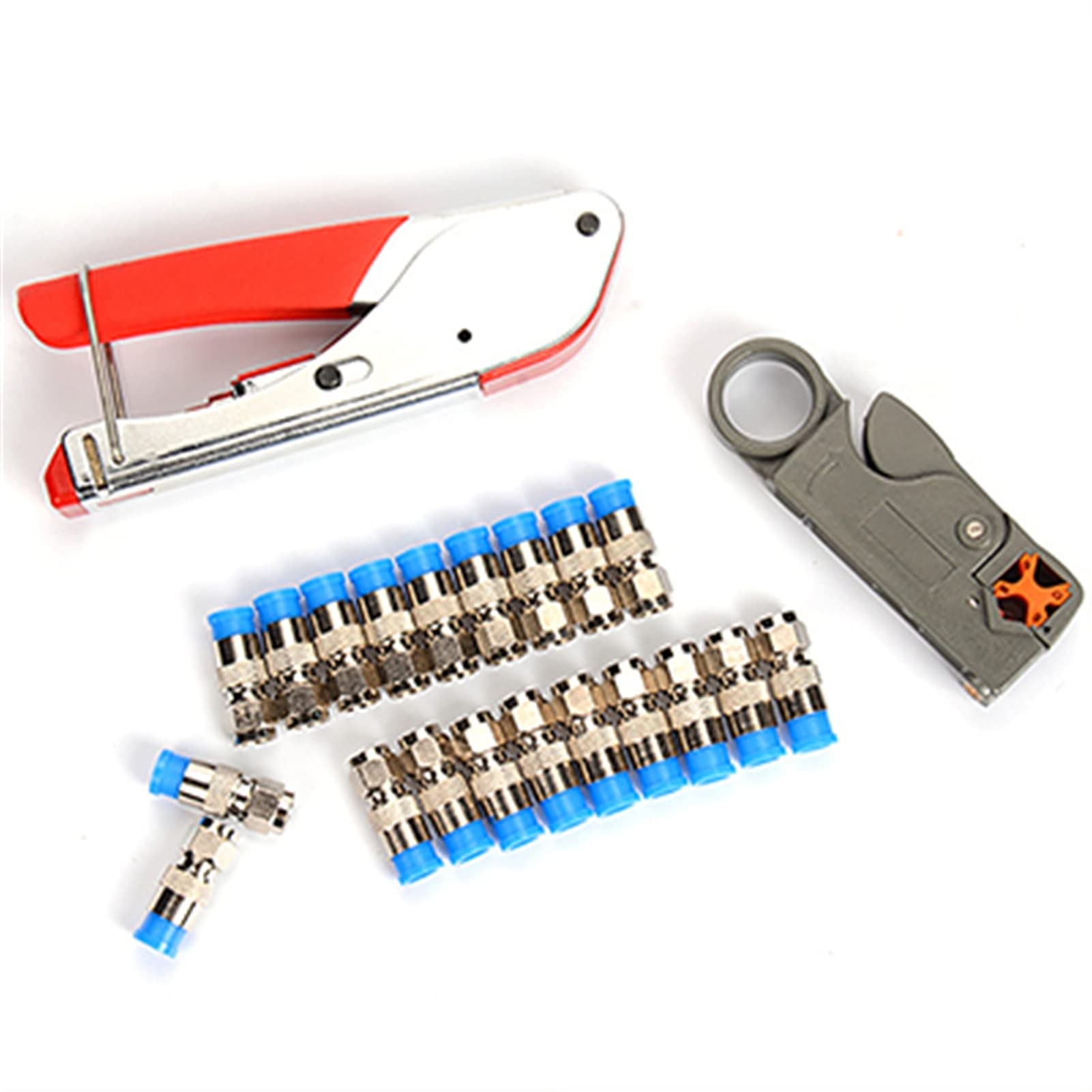 **YEZIQ RG6/RG59 Coaxial Cable Crimping Tool - Wire Stripper & Compression F Connector Pliers Kit (Blue) | Perfect for Cable TV, Satellite, and Internet Installations**