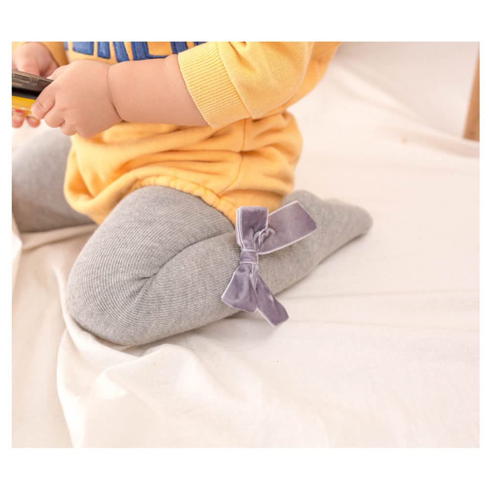 Soft Velvet Baby Girl Leggings with Bowknot - Warm Cotton Tights for Newborn & Toddler (0-24 Months) - Perfect for Winter Outfits, Playdates & Photo Shoots