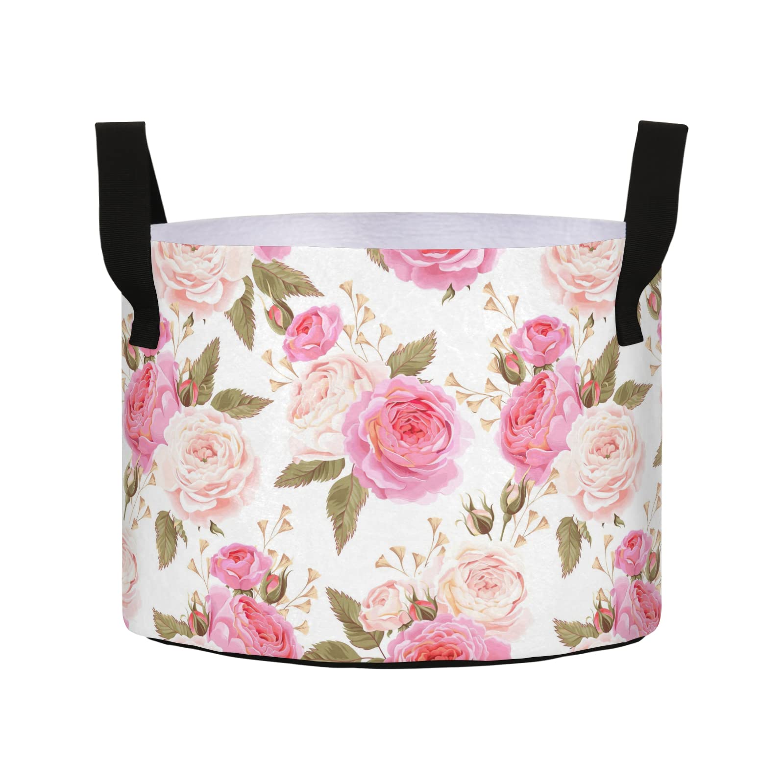 Premium Pink Peony Grow Bags - 450g Thickened Felt Cloth with Reinforced Webbing Handles - Durable Fabric Planter Pots for Indoor/Outdoor Gardening - Perfect for Flowers, Vegetables & Herbs