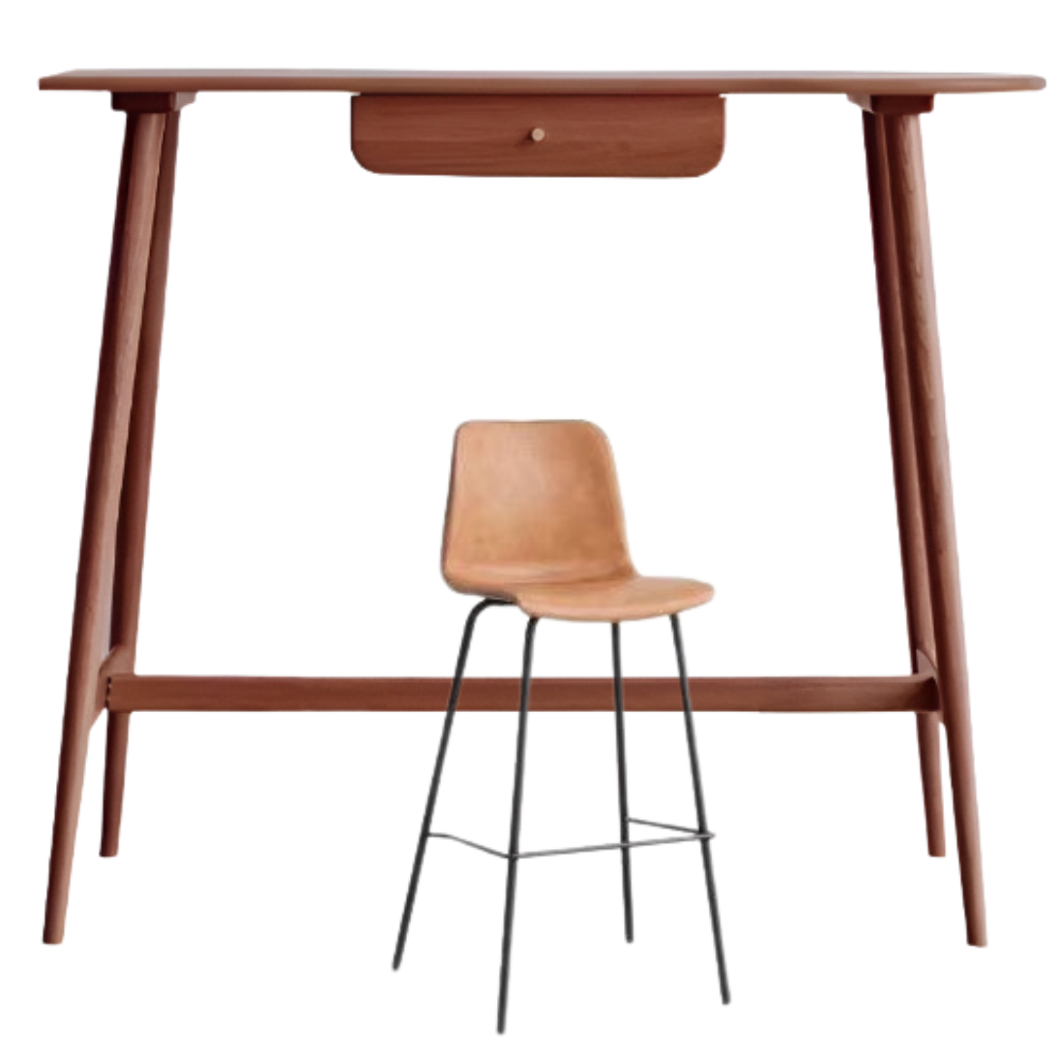 Solid Oak and Cherry Wood Bar Table - Rustic Pub Style Counter Height Table for Kitchen, Dining Room, or Home Bar Decor