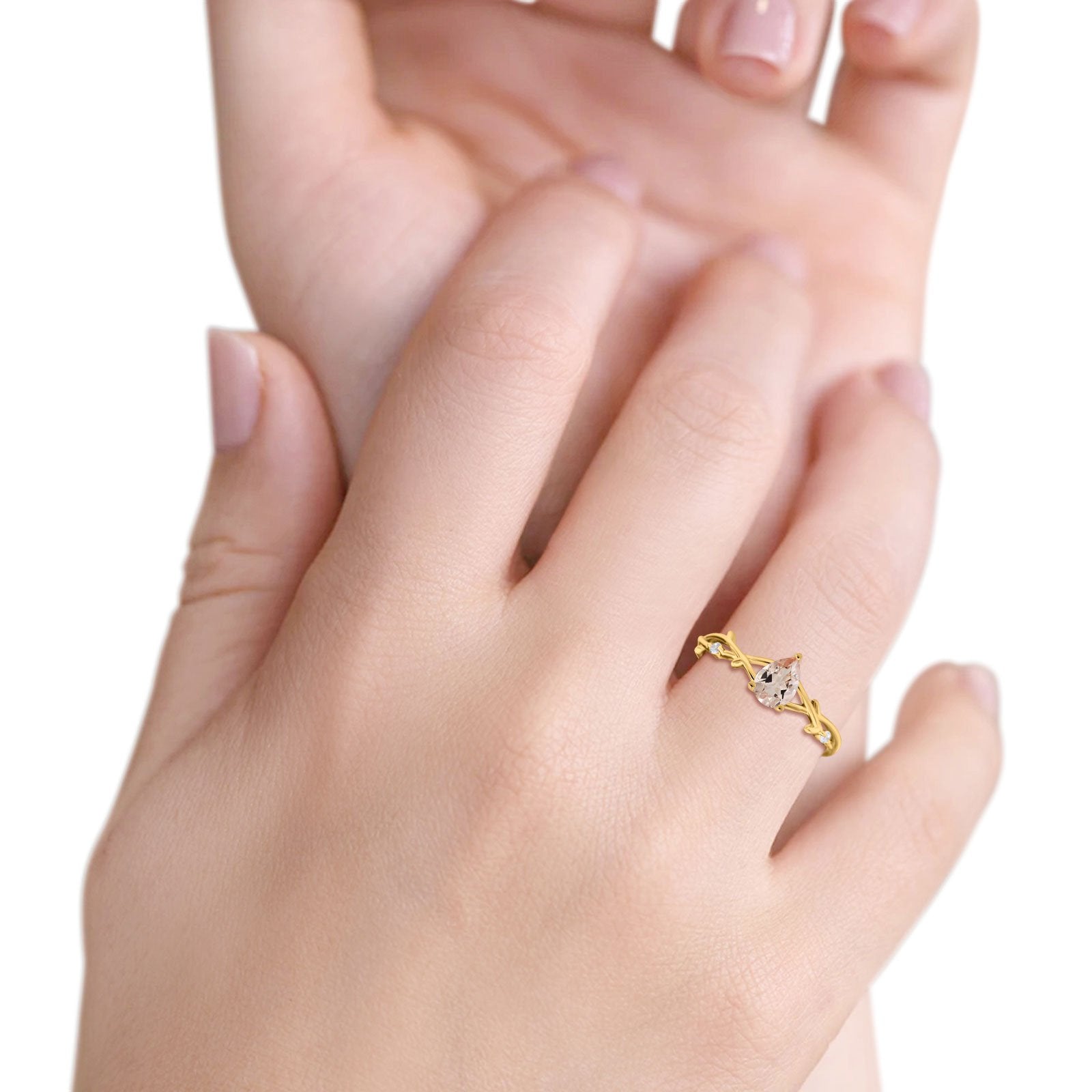 14K Gold 0.75ct Pear Cut Art Deco Diamond Engagement Ring - G Color SI Clarity Size 6.5 - Perfect for Wedding Proposals & Anniversary Gifts