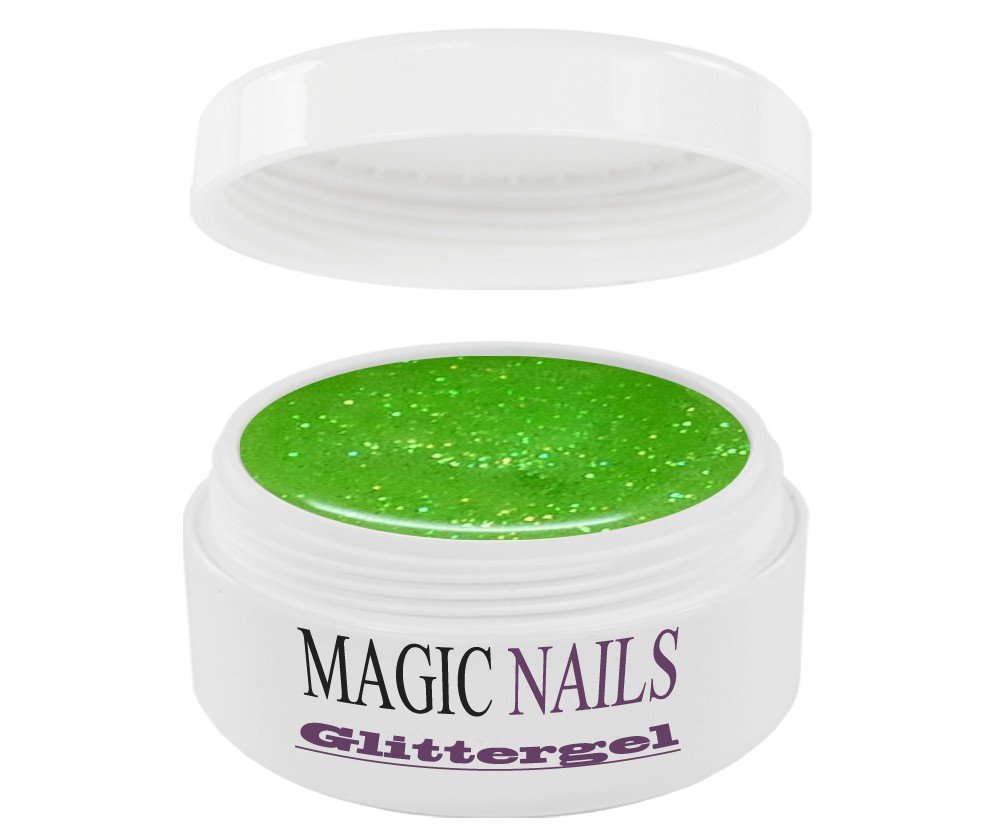 Magic Nails Glitter Gel - Grass Green Nail Polish (20-15ml) | Long-Lasting Shine for Manicures & Pedicures | Perfect for Parties, Weddings & Special Occasions