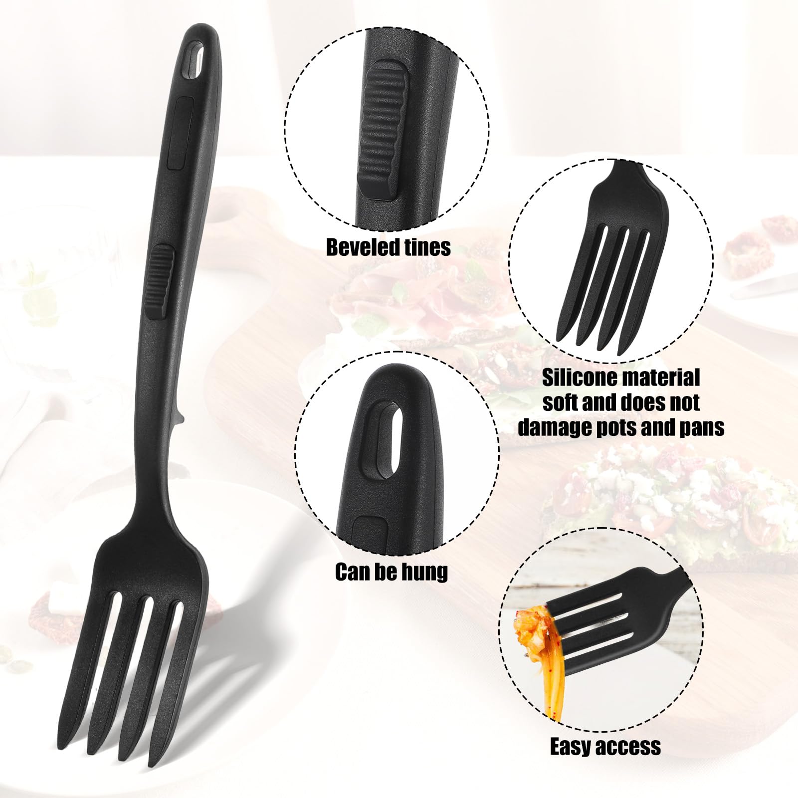 2-Pack Cobee Silicone Flexible Forks - 11.6 Inch Heat-Resistant Cooking Utensils, Dishwasher Safe, Non-Stick Blending Forks for Baking, Mixing & Serving - Perfect for Kitchen, BBQ & Outdoor Cooking