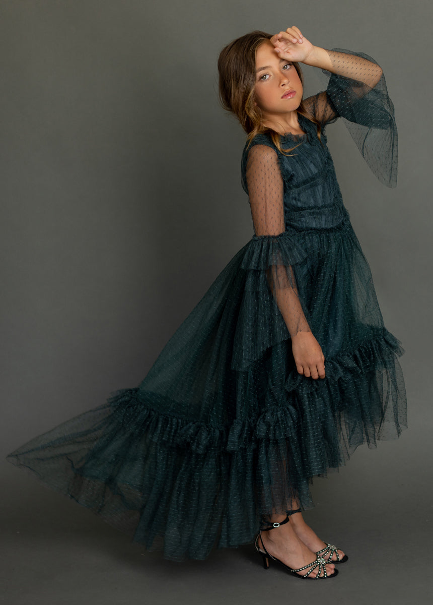 Halsey Impact Dress in Deep Spruce Green - Elegant A-Line Midi Dress for Women | Perfect for Weddings, Parties & Special Occasions
