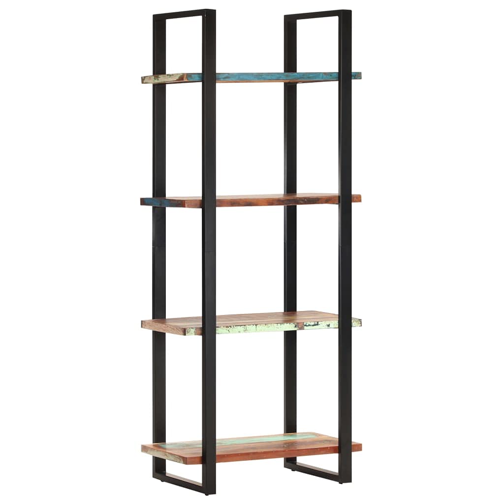4-Tier Industrial Bookshelf - Vintage Retro Bookcase with Storage Shelves for Bedroom, Living Room, Office | Mid-Century Modern Book Organizer & Plant Stand | Perfect for Home Library, Study & Workspace Decor