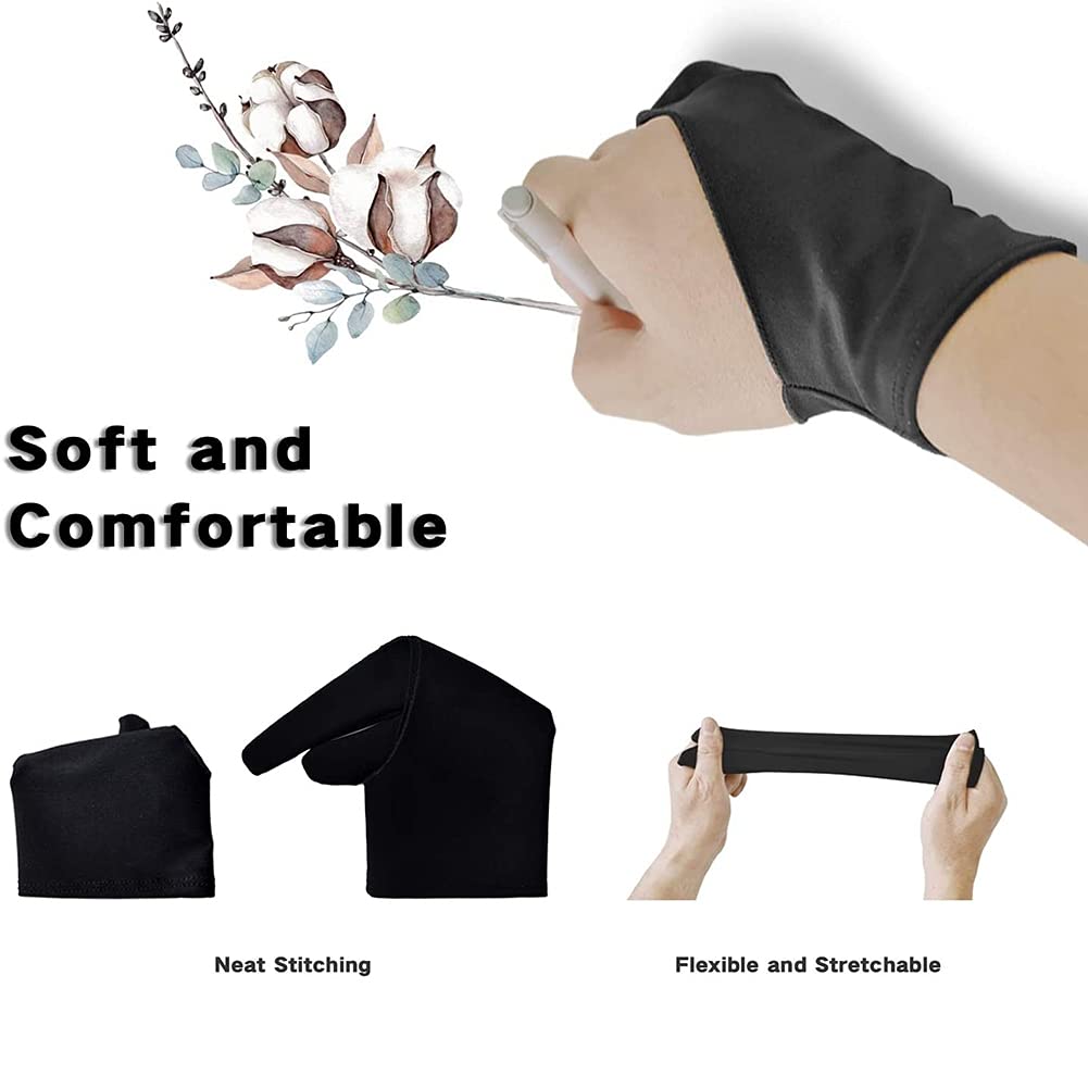 6-Piece Anti-Smudge Drawing Glove Set for Graphic Tablets - Sketching & Digital Painting (Medium Size) - Perfect for Artists, Designers & Illustrators