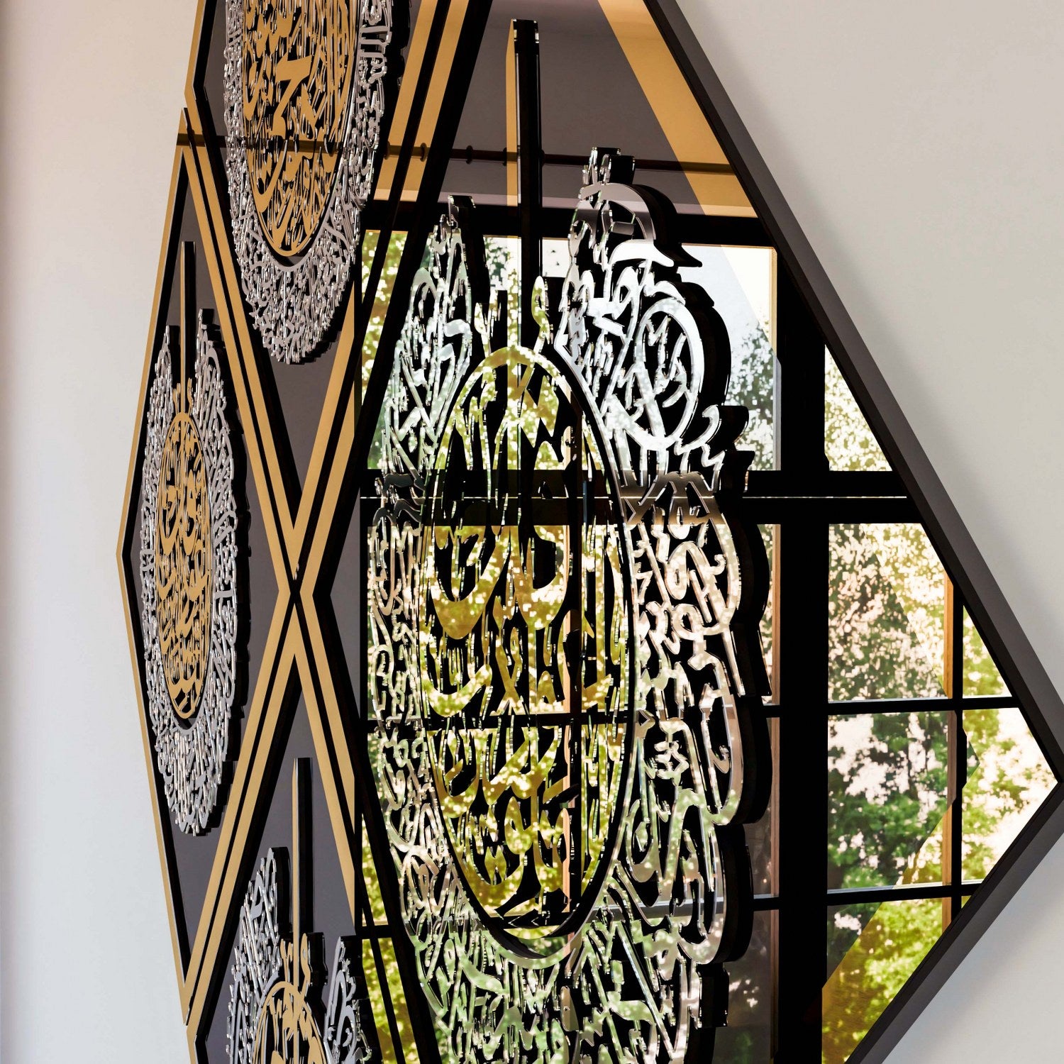 Beautiful Islamic Wall Art Set - Ayatul Kursi, Surah Ikhlas, Al Falaq & An-Nas Wooden Home Decor | Perfect for Muslim Home, Mosque & Gift Giving