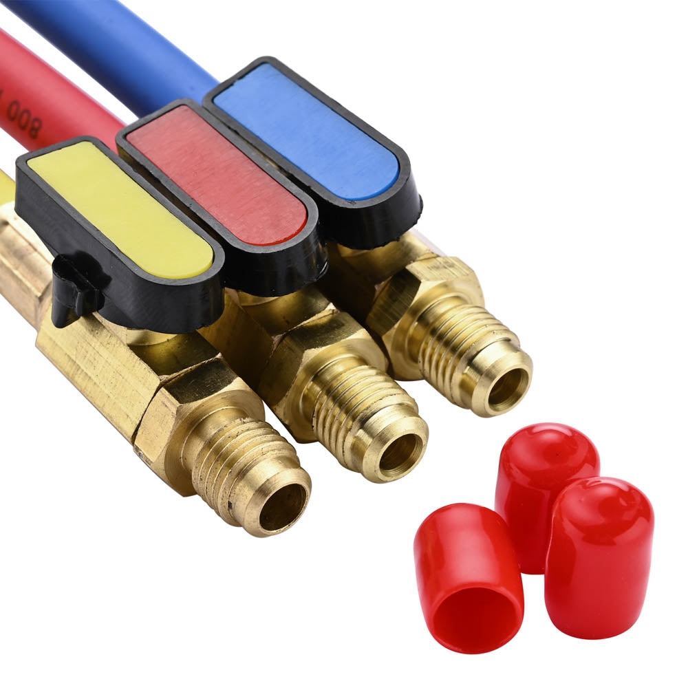 TheLAShop AC R410A 1/4 Inch Charging Hose Set with Ball Valves Fittings - Professional HVAC Refrigerant Charging Kit for Air Conditioning Repair & Maintenance