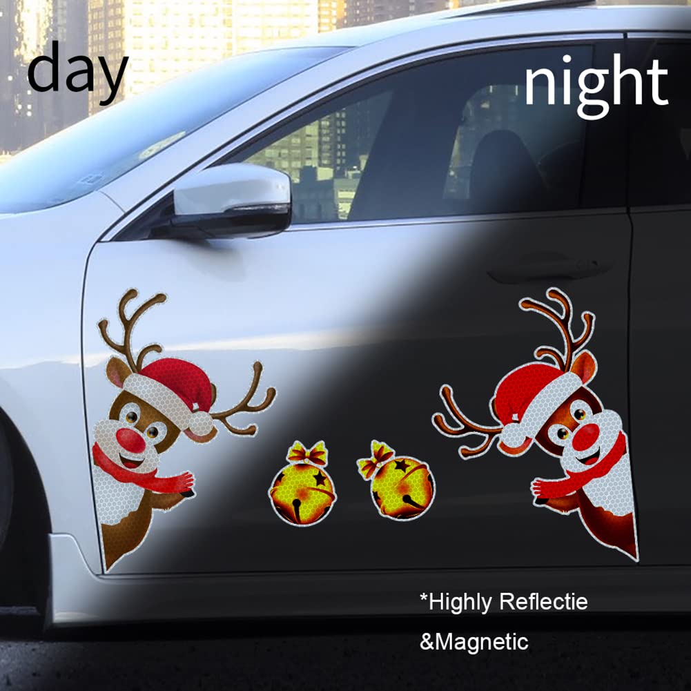 Christmas Car Magnets Set - Reflective Holiday Car Decorations, Magnetic Christmas Stickers for Vehicles & Fridge - DIY Festive Car Accessories for Holiday Season (2-Pack) | Perfect for Christmas Parties, Road Trips & Home Decor
