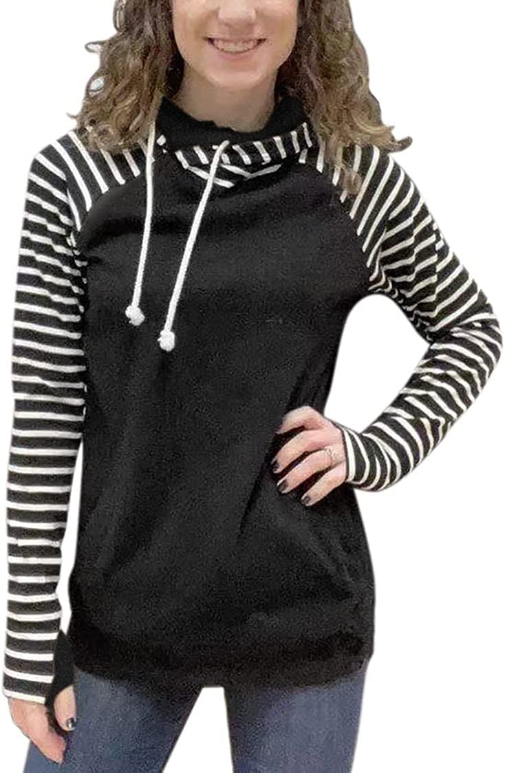 Euymhod Women's Cute Striped Color Block Hoodie - Long Sleeve Pullover Sweatshirt for Casual Wear, Street Style & Loungewear