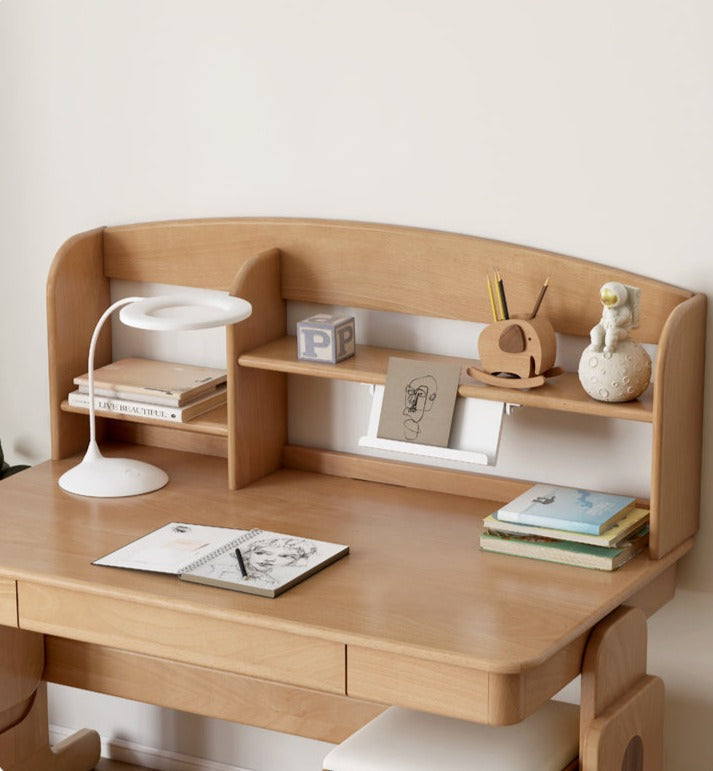 Premium Oak & Beech Solid Wood Multi-Layer Desktop Shelf - Sturdy & Stylish Organizer for Home Office, Study, or Workspace - Perfect for Books, Plants, and Office Supplies