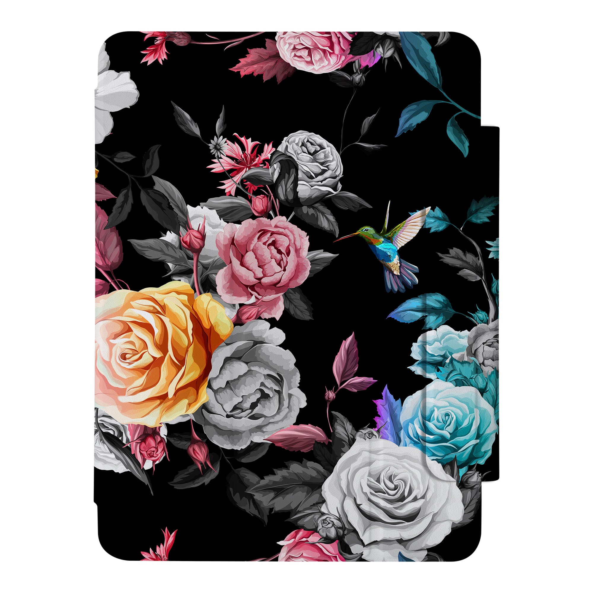 SlimFit iPad Case with Black Flower Design - Lightweight Protective Cover for iPad Air/Pro, Perfect for Work, Travel & Daily Use