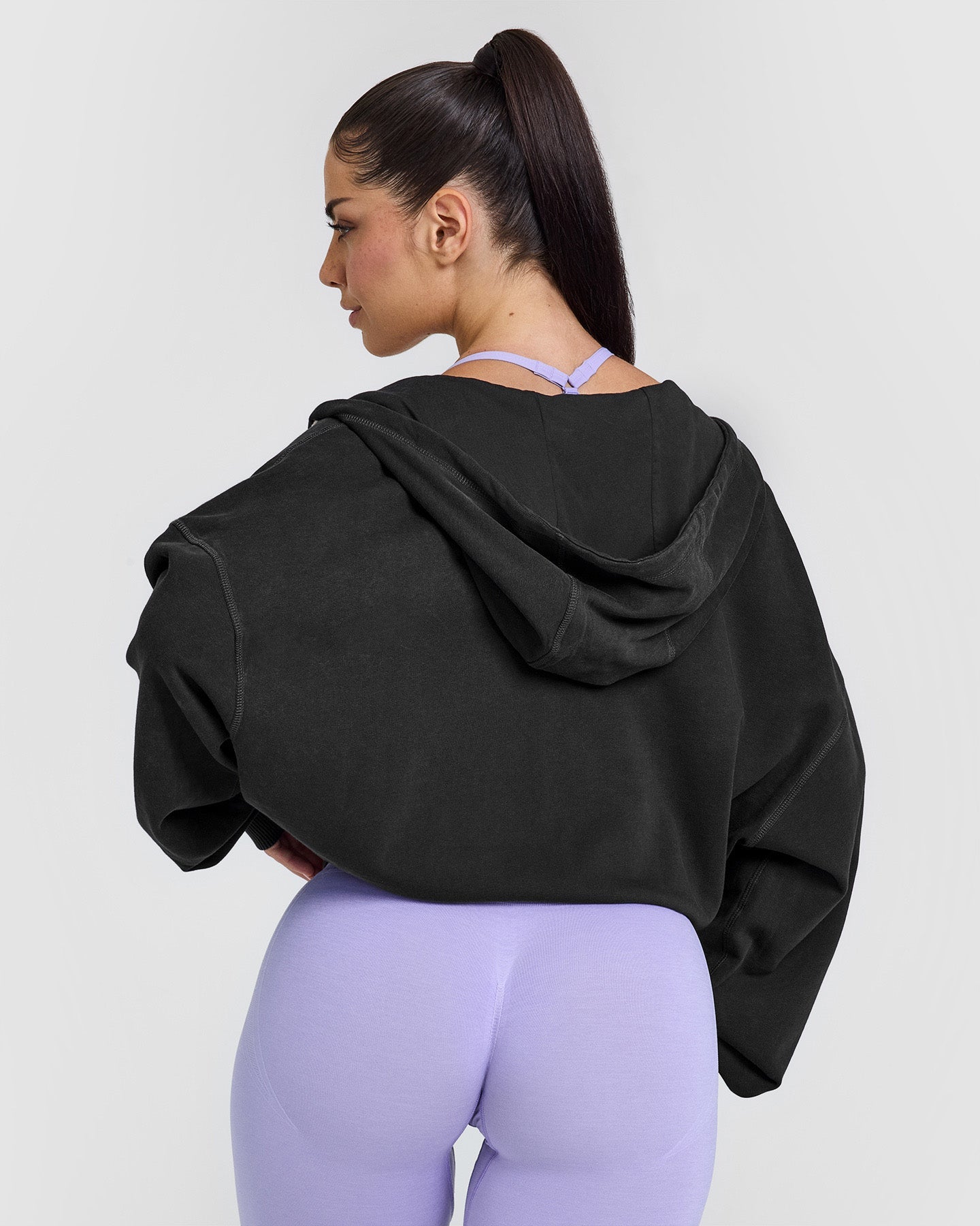 Raw Lounge Oversized Zip Through Hoodie with Graphic Print | Washed Black | Cozy Streetwear for Men & Women | Perfect for Casual Outings & Lounging at Home