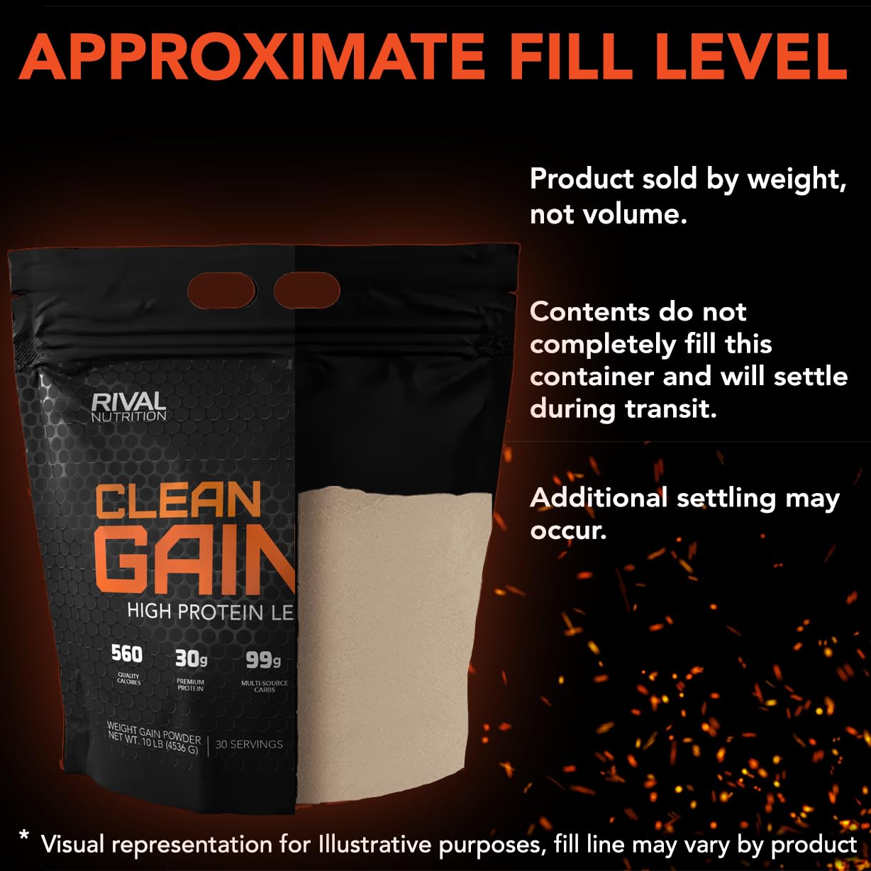 Rival Nutrition Clean Gainer Protein Powder - Cookies & Cream Flavor, 10lbs for Muscle Growth & Weight Gain - Perfect for Post-Workout Recovery & Fitness Enthusiasts