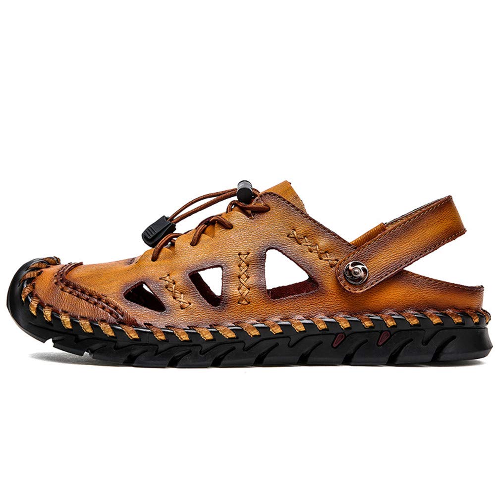 MizHome Men's Anti-Collision Toe Sandals - Slip-On Outdoor Hiking Shoes with Arch Support - Lightweight & Comfortable for Walking, Camping, and Beach Activities
