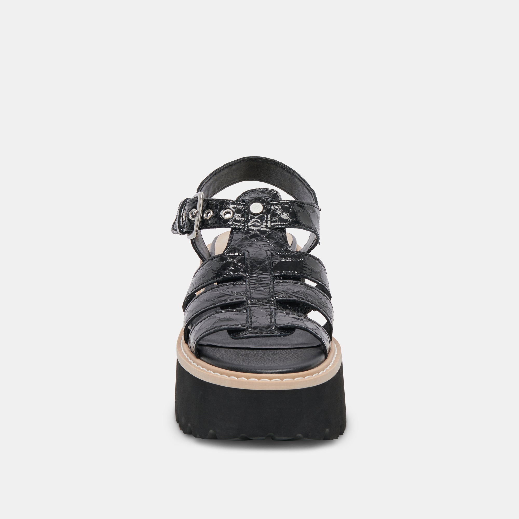 LATICE Women's Sandals - Midnight Blue Embossed Leather Strappy Flat Sandals for Summer, Beach, and Casual Outings