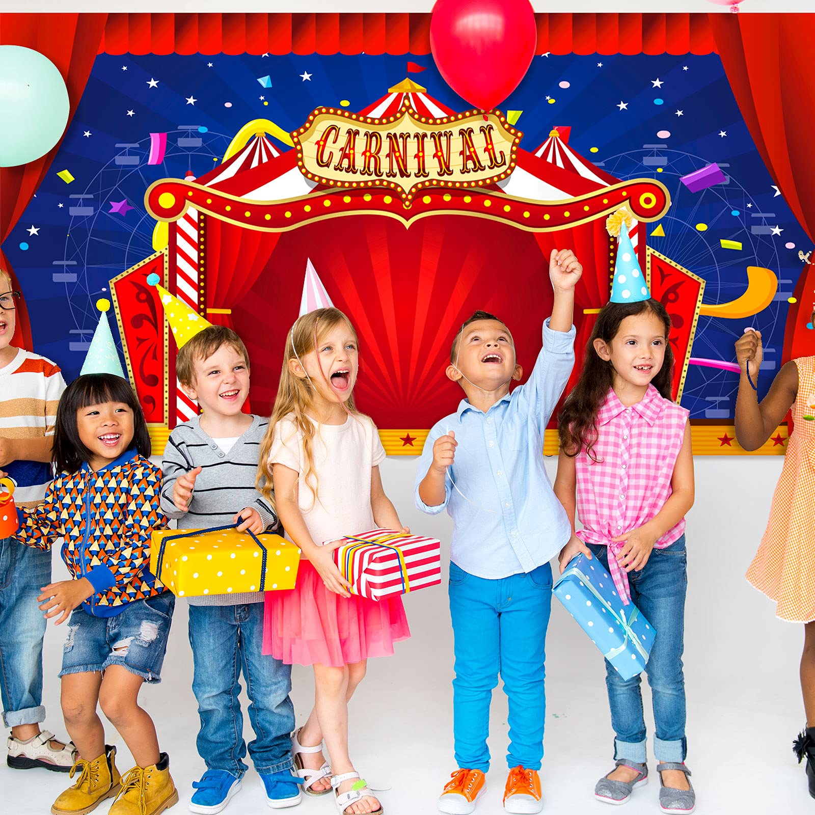 Big Top Circus Party Decorations - 6x3 ft Carnival Tent Backdrop & Banner for Birthday, Baby Shower, Carnival Theme Events - Perfect for Indoor/Outdoor Decor, Photo Booths & Themed Parties
