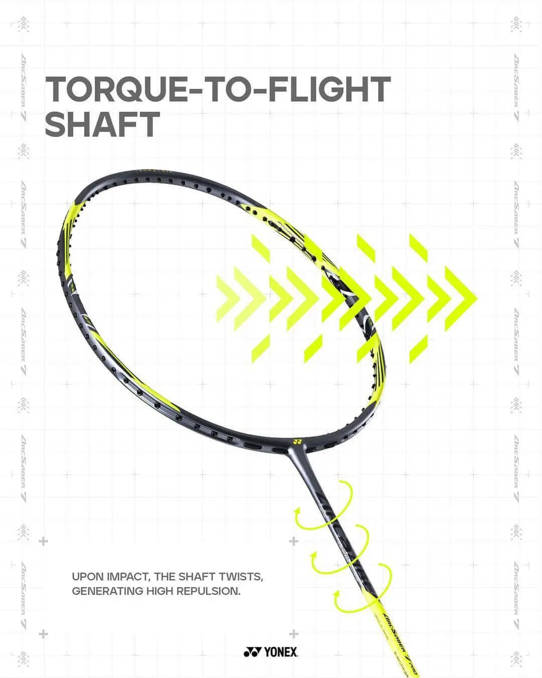 Yonex ArcSaber 7 Pro Badminton Racket (Gray/Yellow) - Lightweight Carbon Fiber Shaft for Powerful Smashes - Perfect for Professional Players & Tournaments - PREORDER