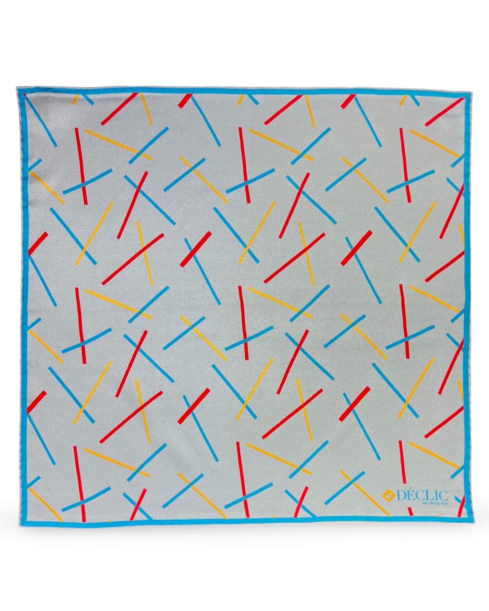 DÉCLIC Styx Pattern Pocket Square - Stylish Grey Silk Pocket Square for Men | Perfect for Weddings, Business Meetings & Formal Events