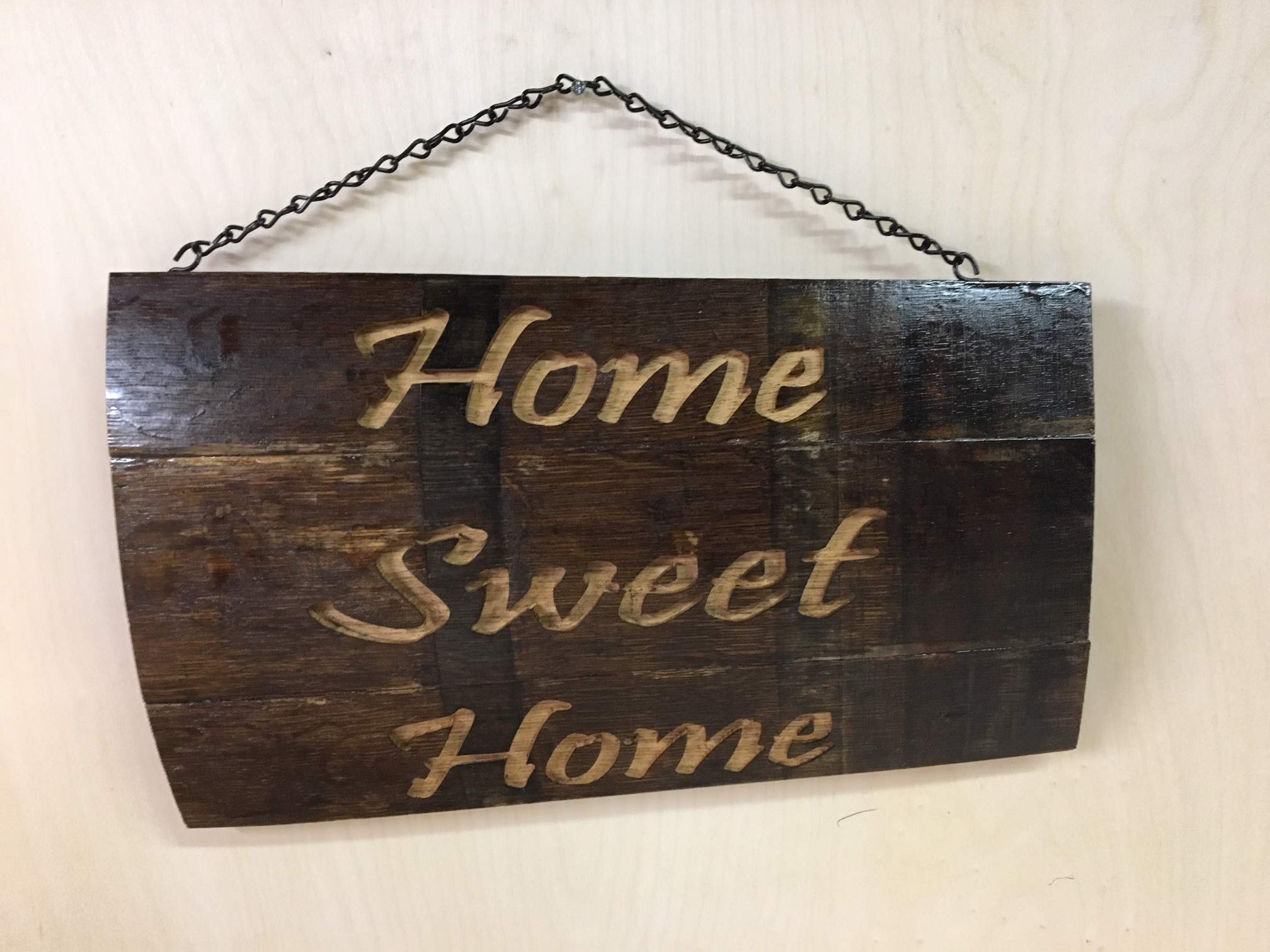 Home Sweet Home Whiskey Barrel Sign - Rustic Wooden Wall Decor for Living Room, Bar & Man Cave - Perfect for Farmhouse, Pub & Home Decor