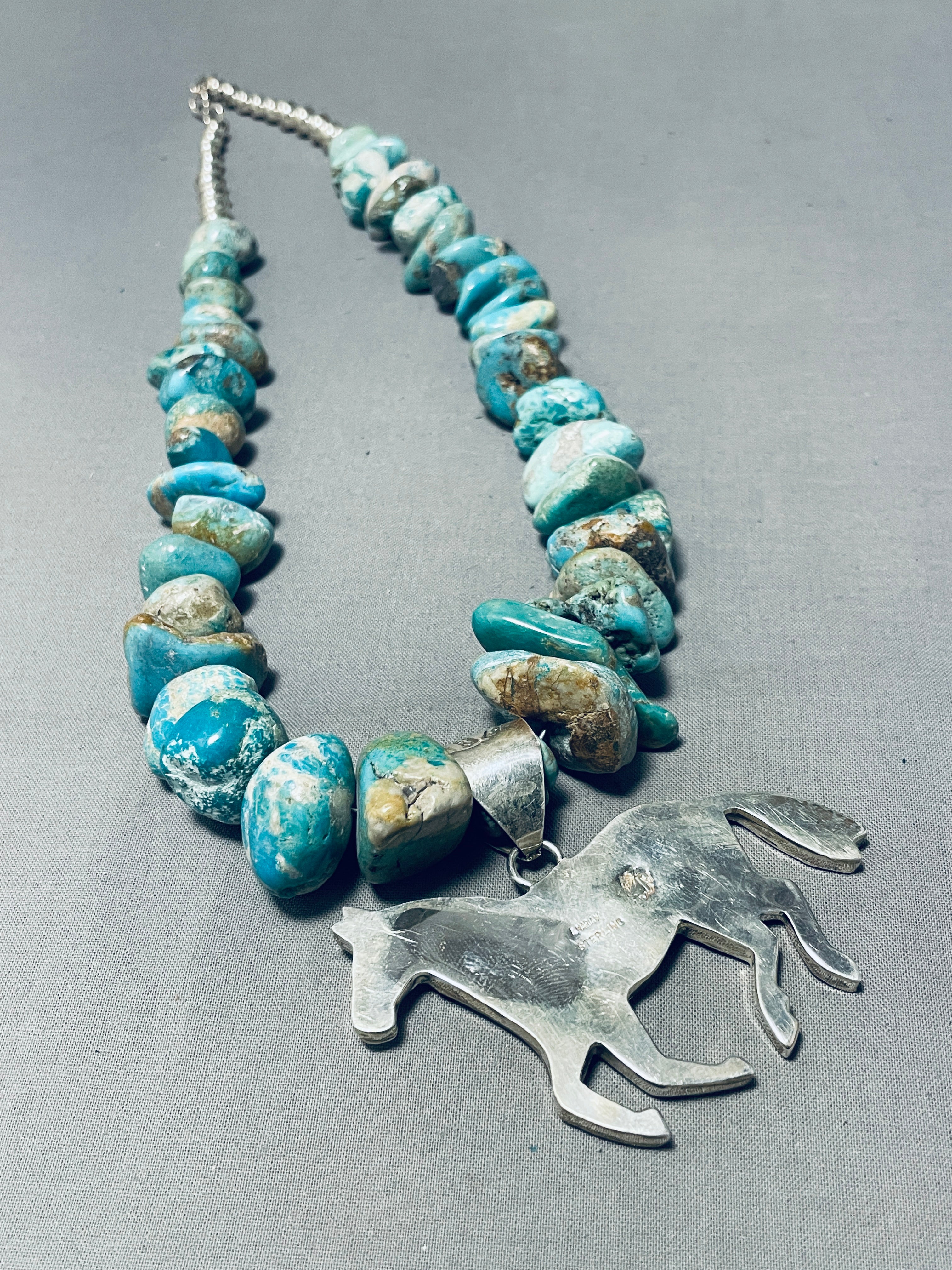 Authentic 176g Navajo Turquoise Sterling Silver Necklace - Handmade Native American Jewelry for Women, Perfect for Boho Fashion & Special Occasions