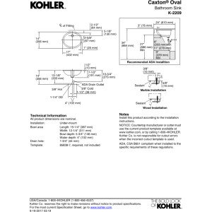 KOHLER K-2209-96 Caxton 17 Inch Oval Undermount Bathroom Sink - White Biscuit Porcelain Basin with Overflow Drain, No Faucet Holes - Perfect for Modern Bathroom Vanities and Powder Rooms