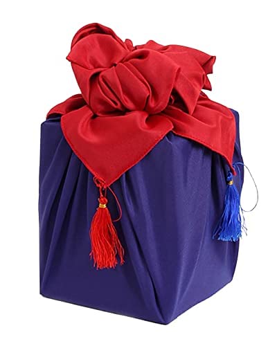 Eco-Friendly Korean Bojagi Gift Wrapping Cloth - Double Sided Red & Blue with Tassels 28