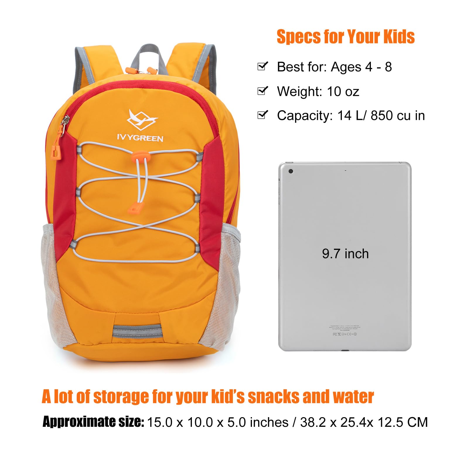 Best Kids Hiking Backpack for Boys & Girls - Lightweight Small Daypack for Camping, Travel & Outdoor Adventures - Durable Orange Backpack for Toddlers (Perfect for School, Day Trips & Nature Explorations)