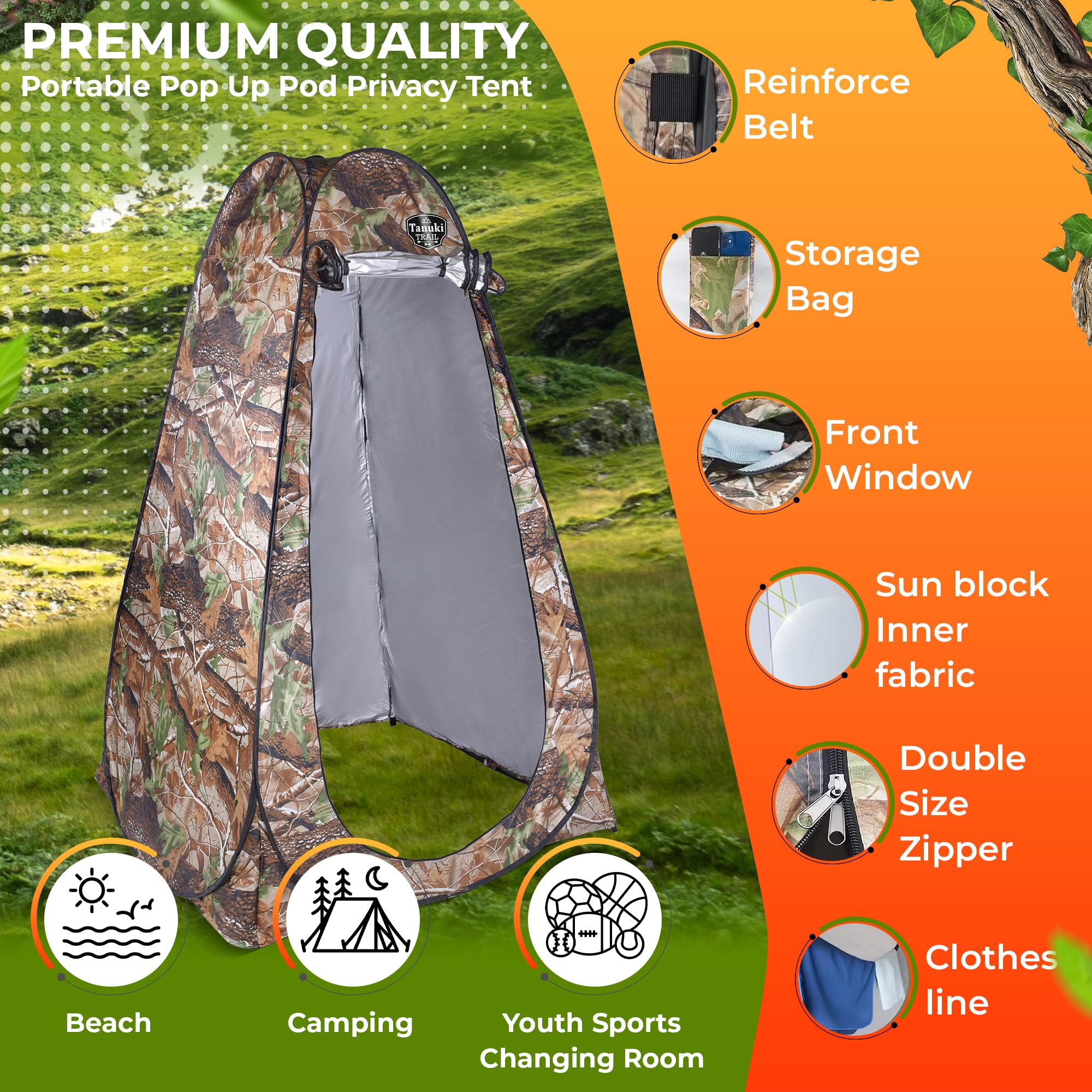 Waterproof Portable Camping Toilet Tent for Adults - Outdoor Privacy Bathroom Shelter with 12 Waste Bags - Lightweight & Compact Porta Potty for Camping, Hiking, RV Trips & Emergency Use