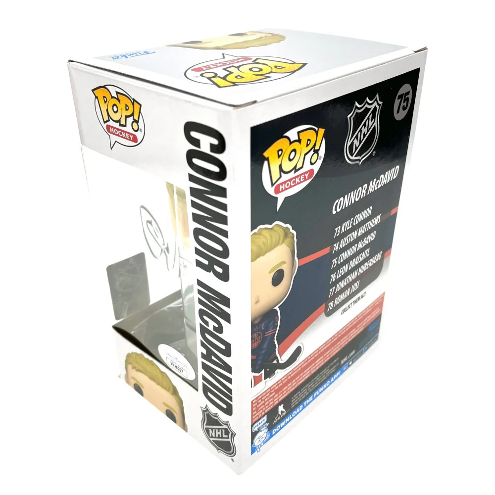 Connor McDavid Autographed Funko Pop #75 Edmonton Oilers JSA COA Signed Hockey Figure - Perfect for NHL Fans, Collectors & Hockey Memorabilia Displays