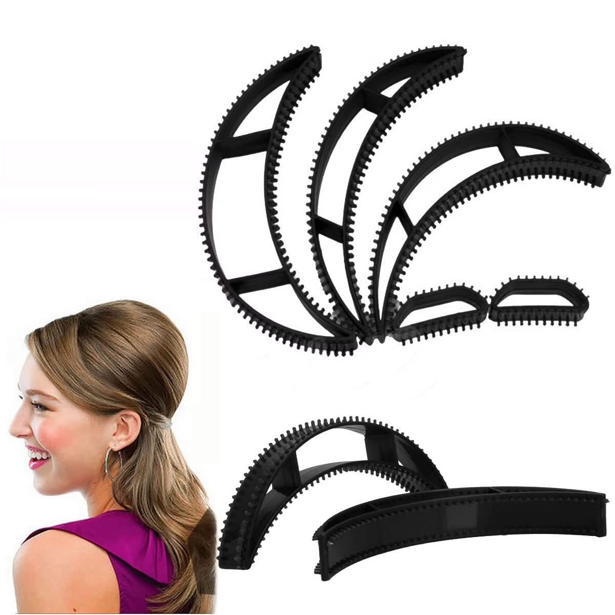 LOCANS 5-Piece Hair Volumizing Inserts - Bumpits Hair Puff Maker for Women & Girls - Instant Volume & Lift Styling Tool (Great for Parties, Weddings & Everyday Hairstyles)