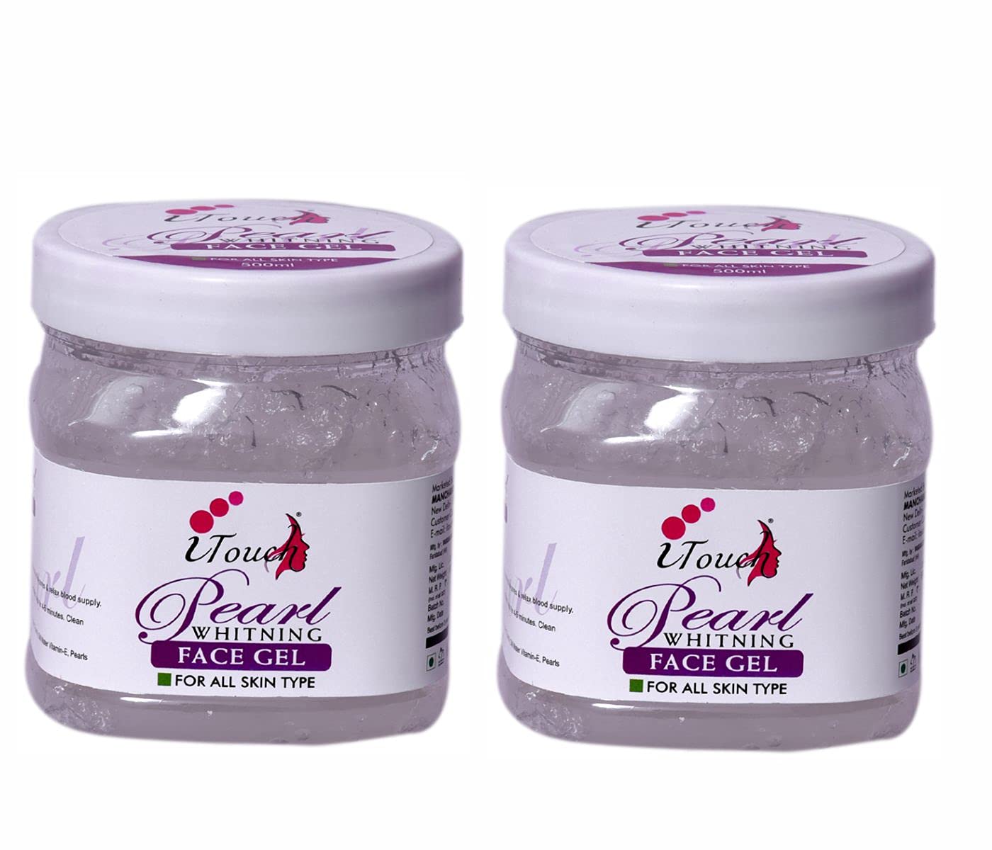 I TOUCH HERBAL Pearl Gel 500ml x 2 Pack - Natural Skin Brightening & Hydrating Gel for Face & Body - Perfect for Daily Skincare Routine, Spa Treatments & Post-Sun Care