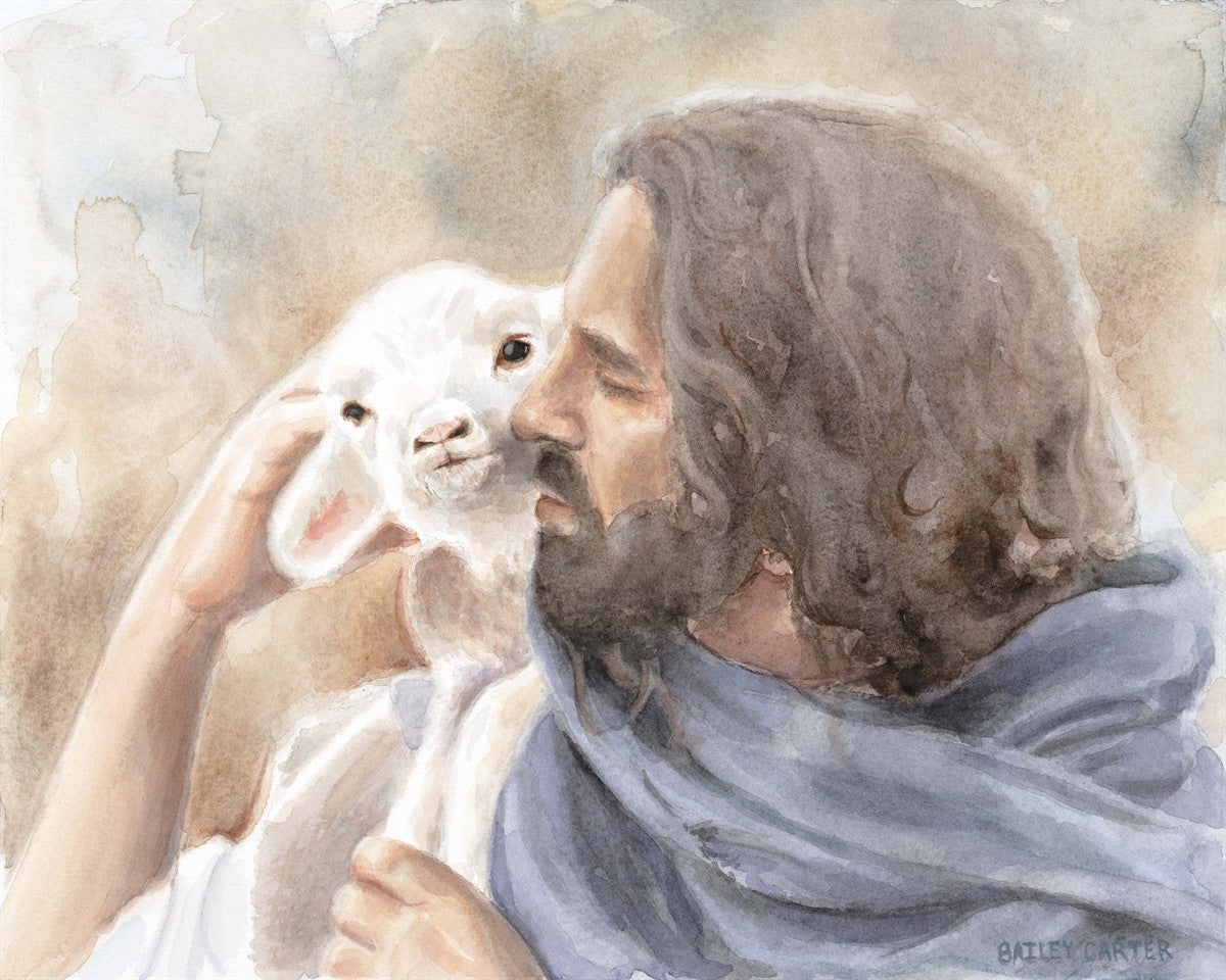 Jesus and the Lamb Gallery Wrap Canvas - Christian Wall Art for Home Decor, Church & Office - Inspirational Religious Gift for Easter, Christmas & Baptism