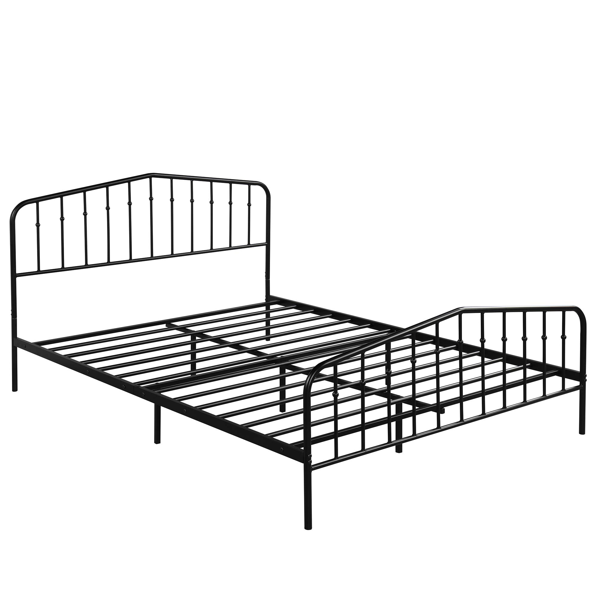 RUNNA Queen Size Metal Bed Frame with Headboard & Footboard - Sturdy Platform Bed Frame, No Box Spring Needed, Under Bed Storage Space - Perfect for Modern Bedrooms, Guest Rooms & Small Apartments
