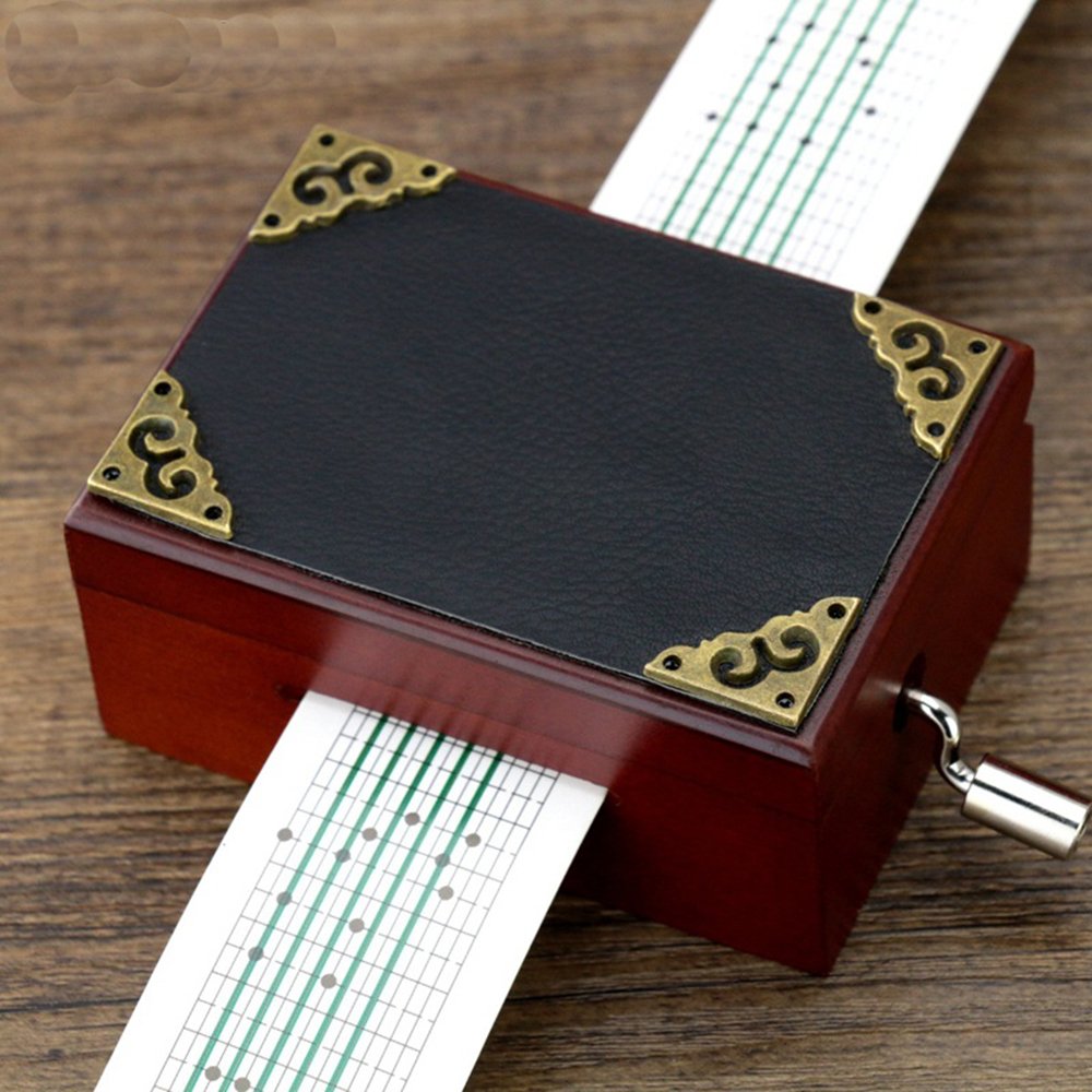 Vintage Wood 15-Note Hand Crank Music Box - Perfect Gift for Weddings & Anniversaries
