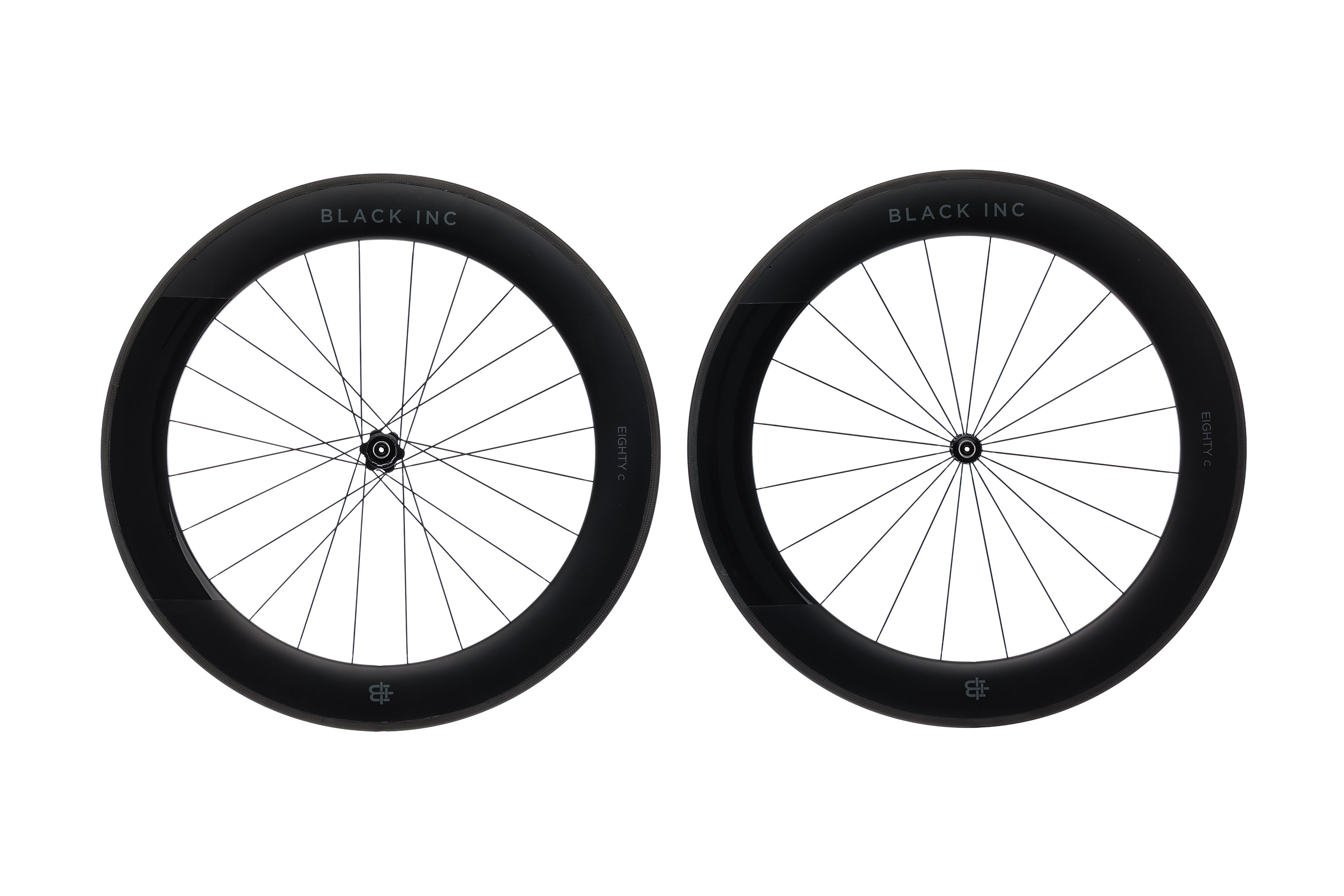 Black Inc Eighty Carbon Clincher 700c Wheelset - Lightweight Aero Road Bike Wheels for Racing & Training | High-Performance Carbon Fiber Cycling Wheelset for Road Bikes