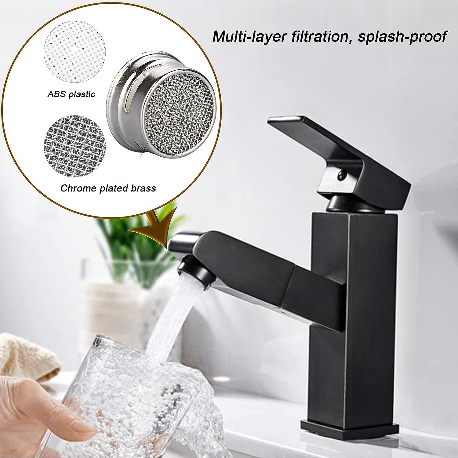Black M24 Kitchen Faucet Aerator - 4 Pack Water Saving Sink Filter for Black Faucets