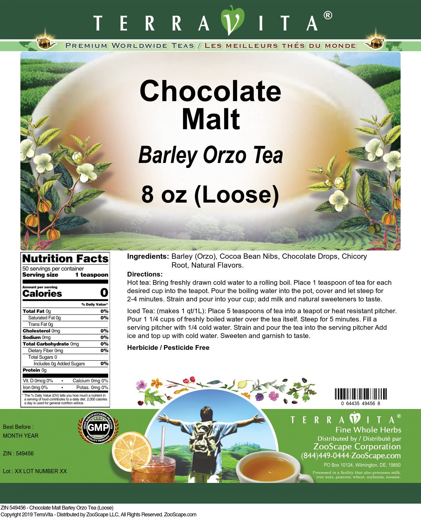 Organic Chocolate Malt Barley Orzo Tea Loose Leaf 8 oz | Rich Flavor & Aroma | Perfect for Relaxation, Afternoon Tea & Gift Giving | ZIN: 549456
