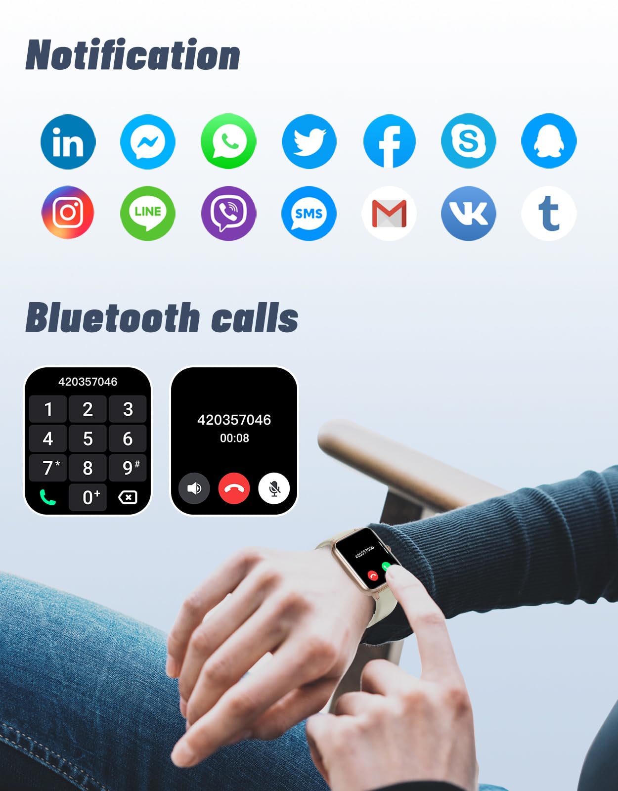 GRV Smart Watch with Answer/Make Calls, Heart Rate Monitor, Step Counter, Sleep Tracker - Fitness & Sports Smartwatch for Women & Men, Compatible with Android iOS Phones (Ideal for Workouts, Running, Swimming & Daily Activity Tracking)