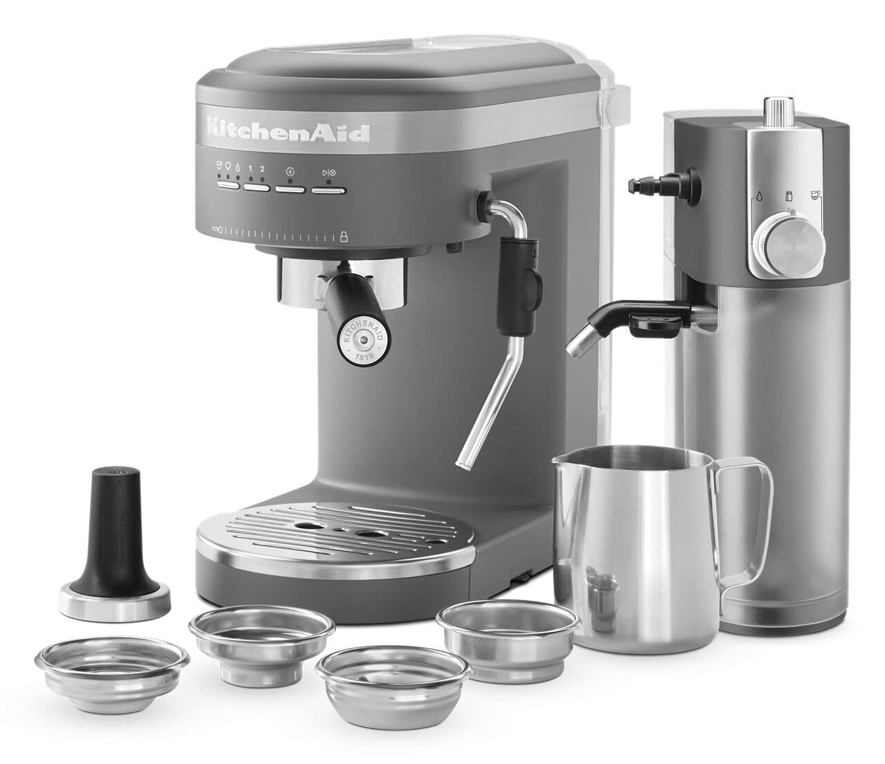 KitchenAid Espresso Machine with Milk Frother - Stainless Steel Coffee Maker for Home Baristas | Perfect for Lattes, Cappuccinos & Home Coffee Shops (Charcoal Grey)