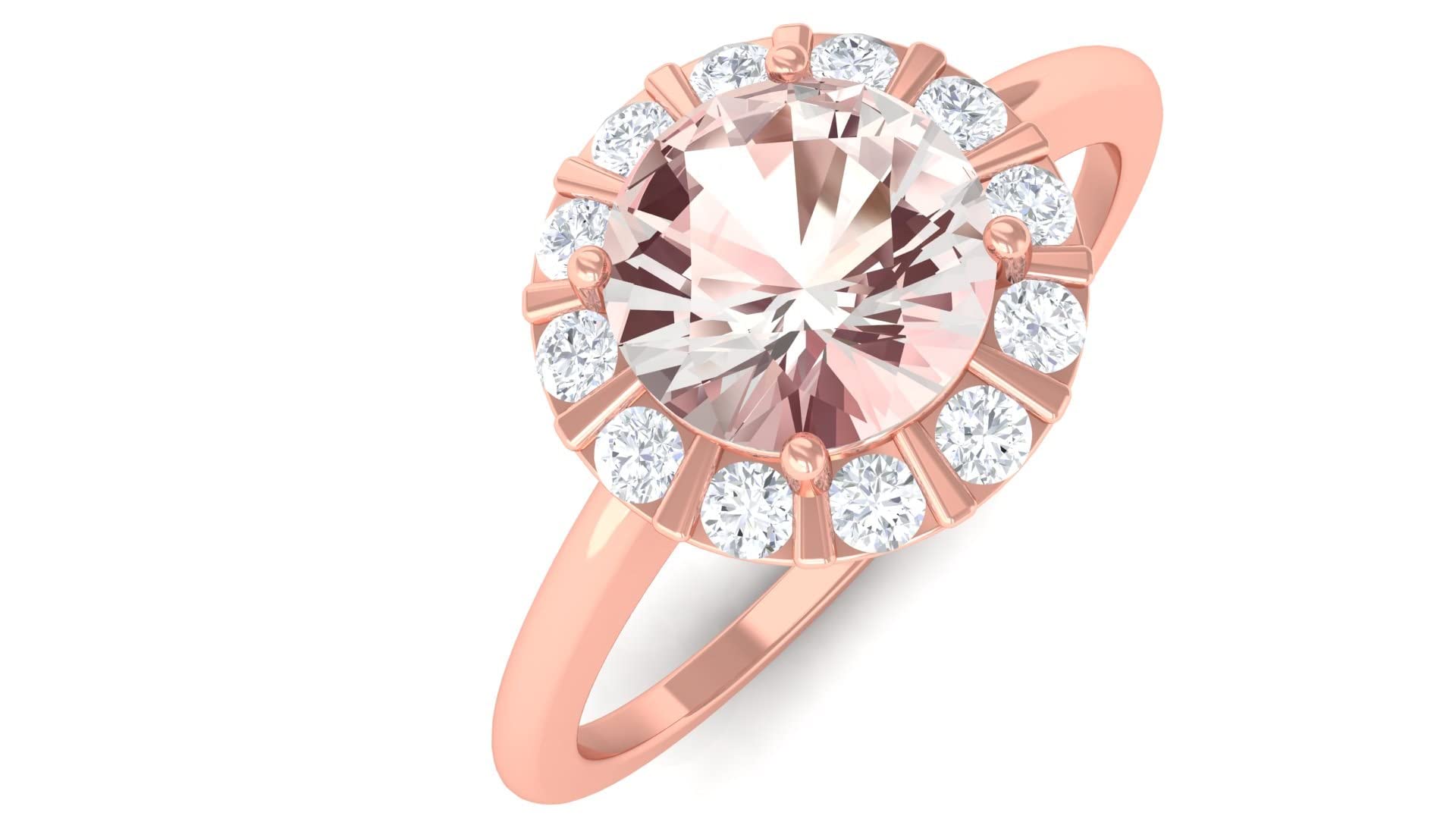 Exquisite Morganite and Diamond Engagement Ring | 14K Solid Gold Floating Halo Ring | Perfect for Proposals, Anniversaries & Romantic Gifts