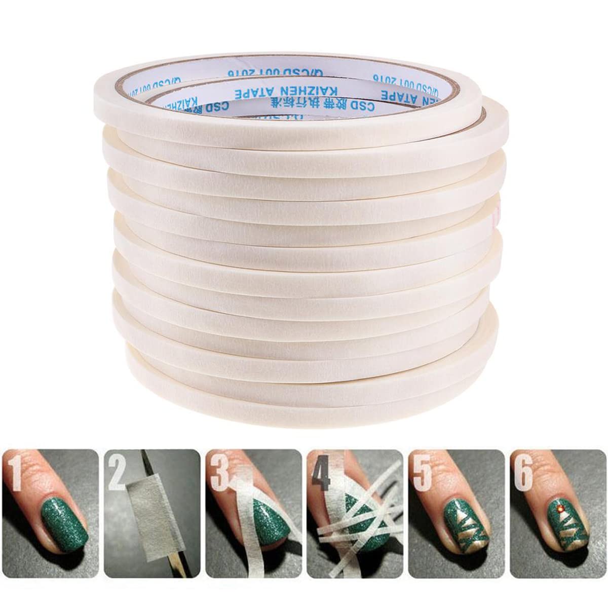 8 Roll Nail Art Adhesive Tape Set - 0.5cm & 1.2cm Width for Creative DIY Nail Designs - White Nail Art Stripe Tape & Masking Tape for Nail Decorations - Perfect for Salon, Home Manicure & Nail Art Enthusiasts