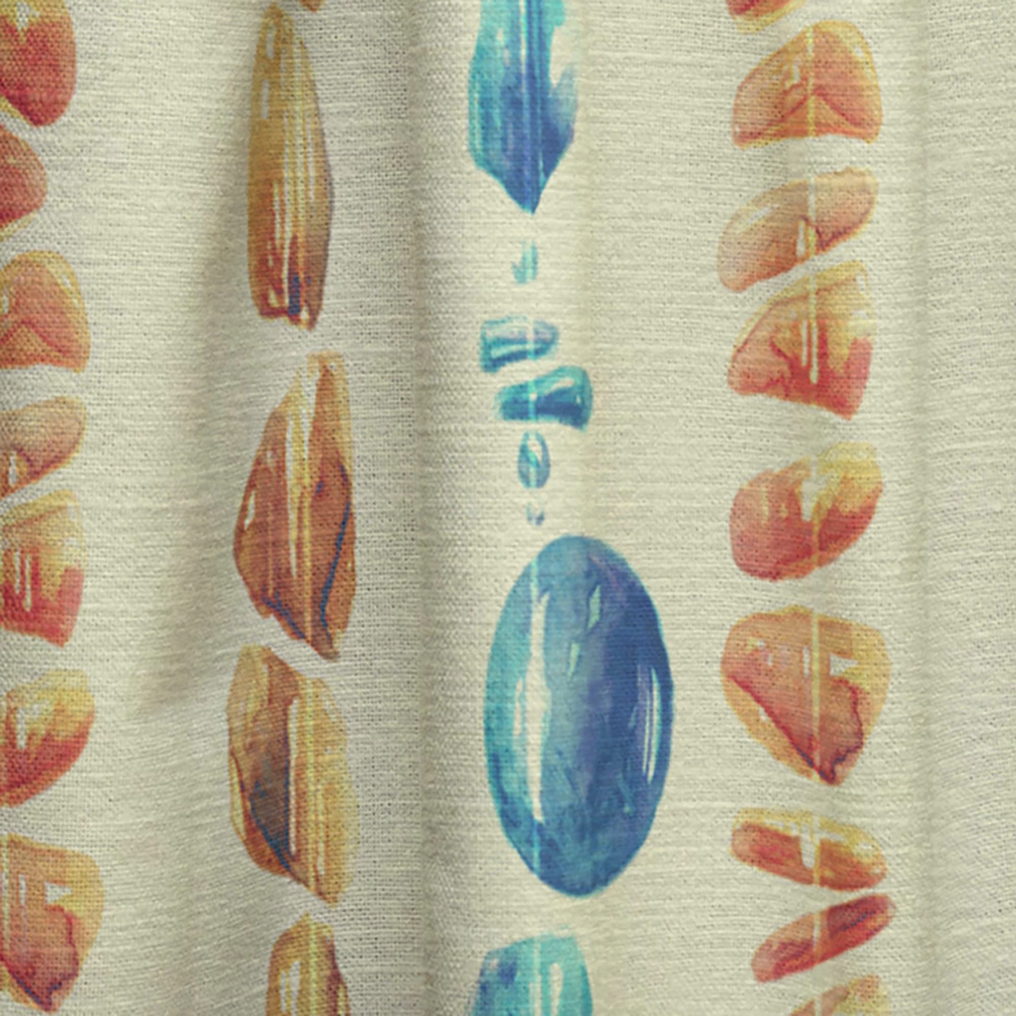 DesignQ Natural Semiprecious Stone Beaded Curtains - Thermal Insulated Single Panel (52x95 inches) for Bedroom & Living Room - Elegant Room Divider & Boho Home Decor