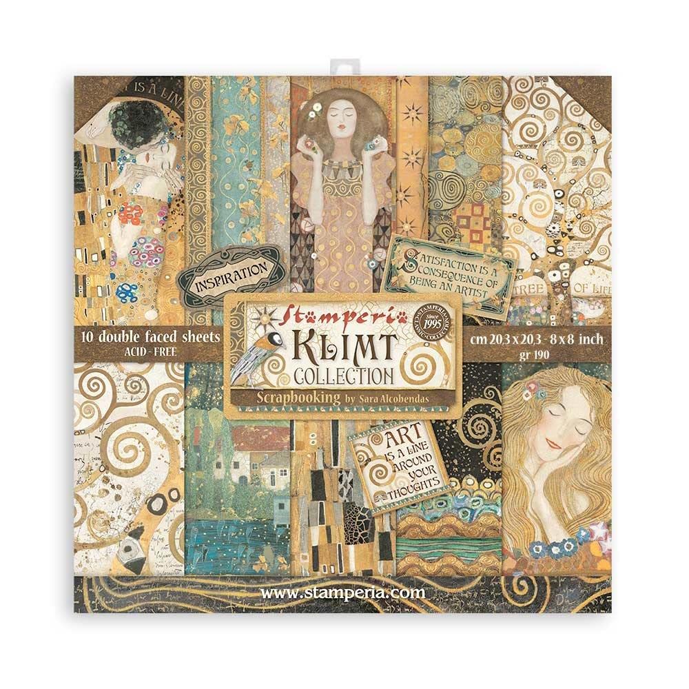 3 Set Stamperia Intl. Paper Pad Klimt 8x8 Double Sided Scrapbook Paper - 10 Sheets Double Faced Pack for Card Making, Scrapbooking & DIY Crafts