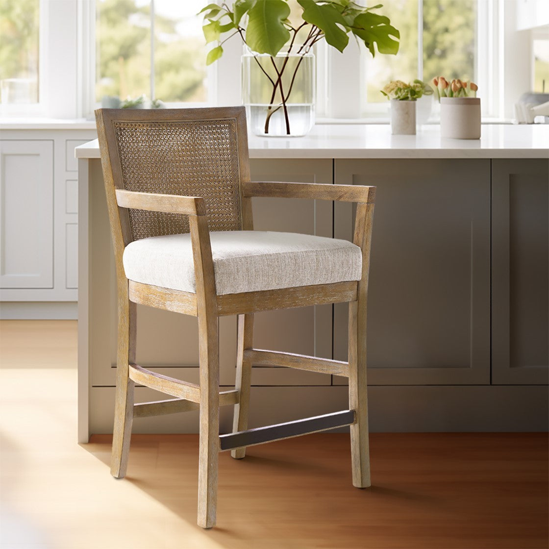 Vintage Cane Back Counter Stool - 24