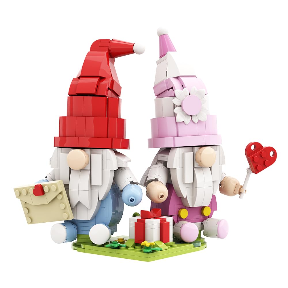 Valentine's Day Gnomes Decor Building Blocks Toys Set - Scandinavian Swedish Tomte Elf Figurines - Romantic Valentine's Gifts for Girlfriend, Wife - Perfect for Home Decor, Table Centerpiece & Holiday Gift Giving