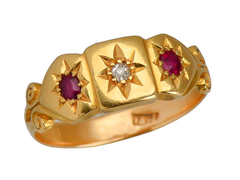 18K Ruby and Diamond Gypsy Ring for Women - Elegant Vintage Jewelry for Weddings, Anniversaries, and Special Occasions